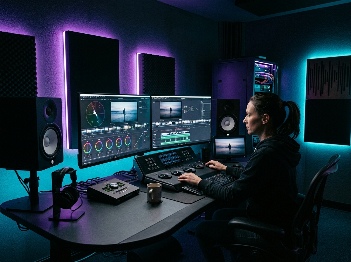 Video editing control room of Media Play Estudio